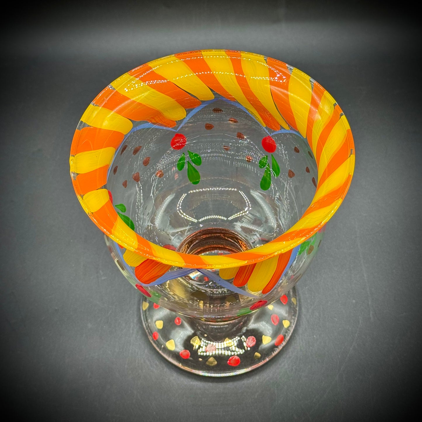 Hand Painted Glass Bowl with 24kt Gold Accents - Made in Italy