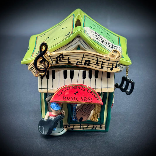 2006 Blue Sky Heather Goldminc Whimsical Music Store Ceramic Votive