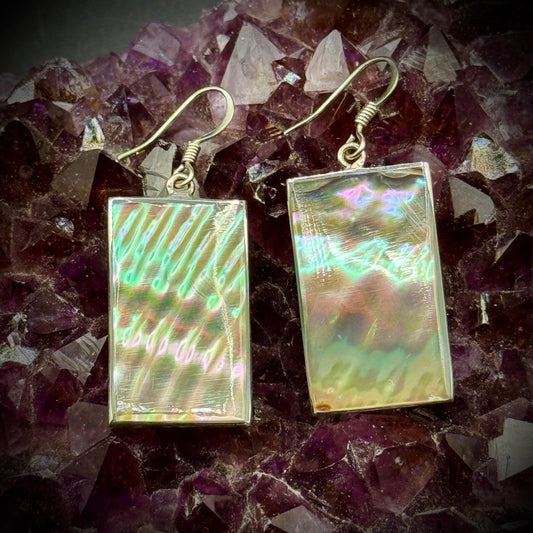 Abalone Shell & Alpaca Silver Hand Crafted Earrings