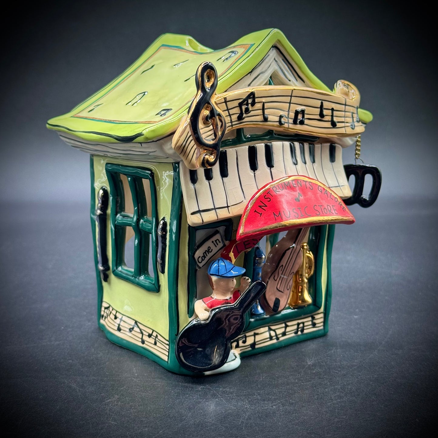 2006 Blue Sky Heather Goldminc Whimsical Music Store Ceramic Votive
