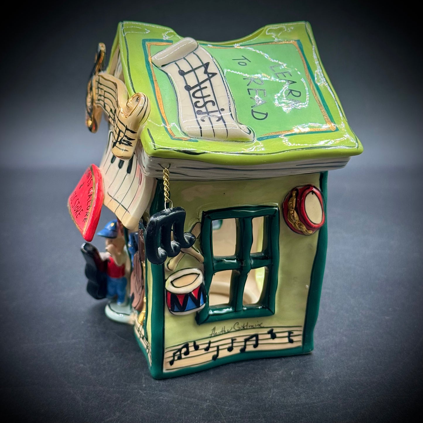 2006 Blue Sky Heather Goldminc Whimsical Music Store Ceramic Votive