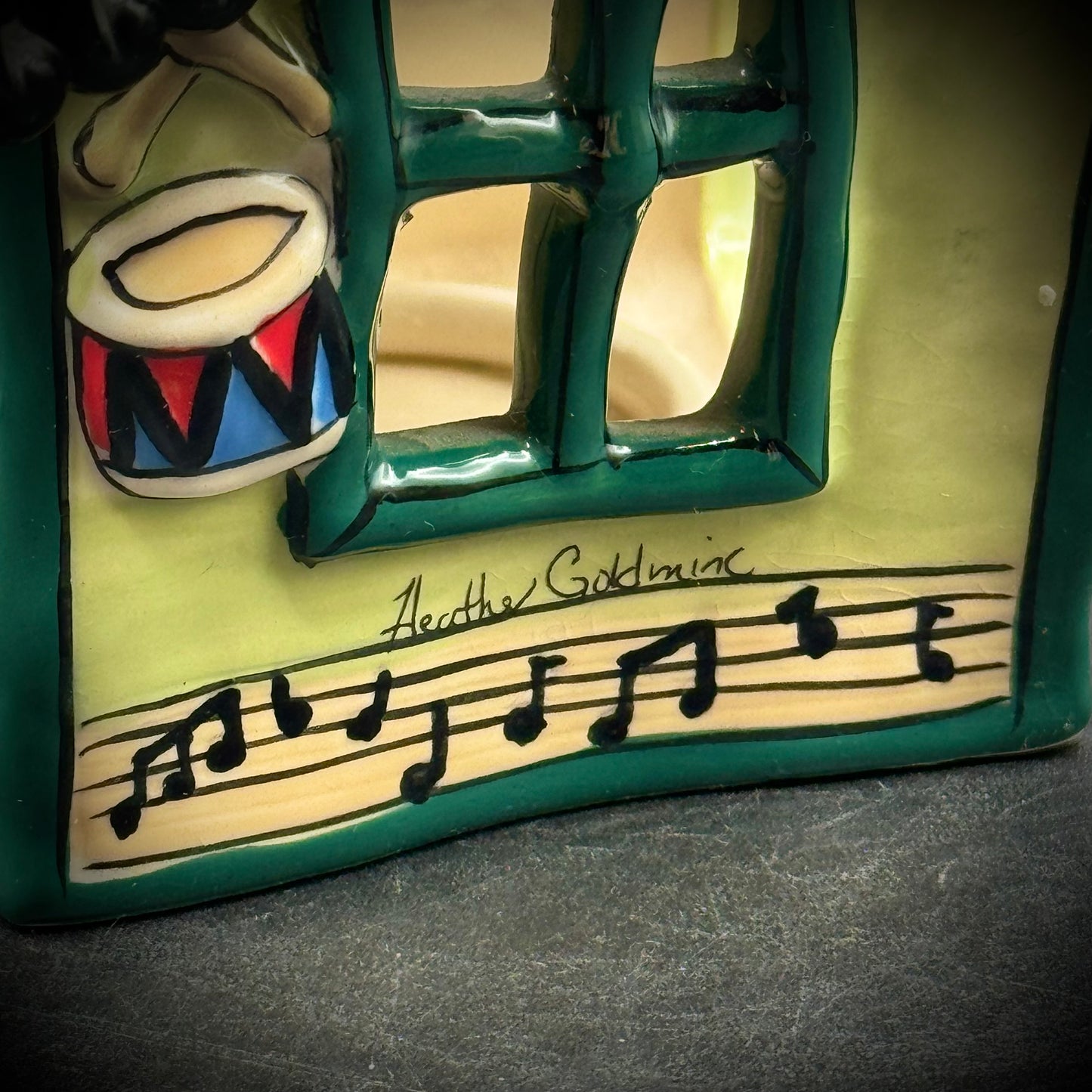 2006 Blue Sky Heather Goldminc Whimsical Music Store Ceramic Votive