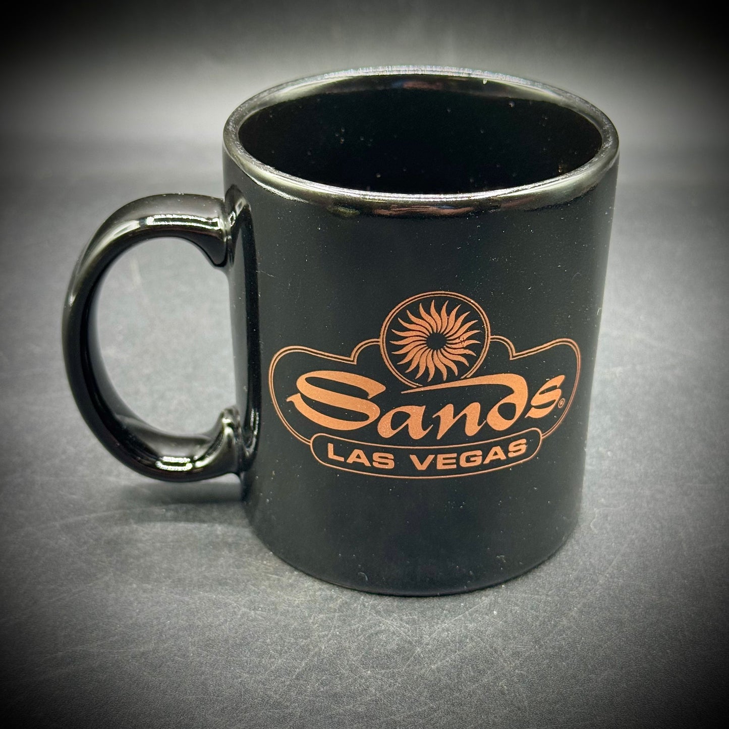 RARE Vintage Sands Las Vegas Black and Gold Coffee Mug
