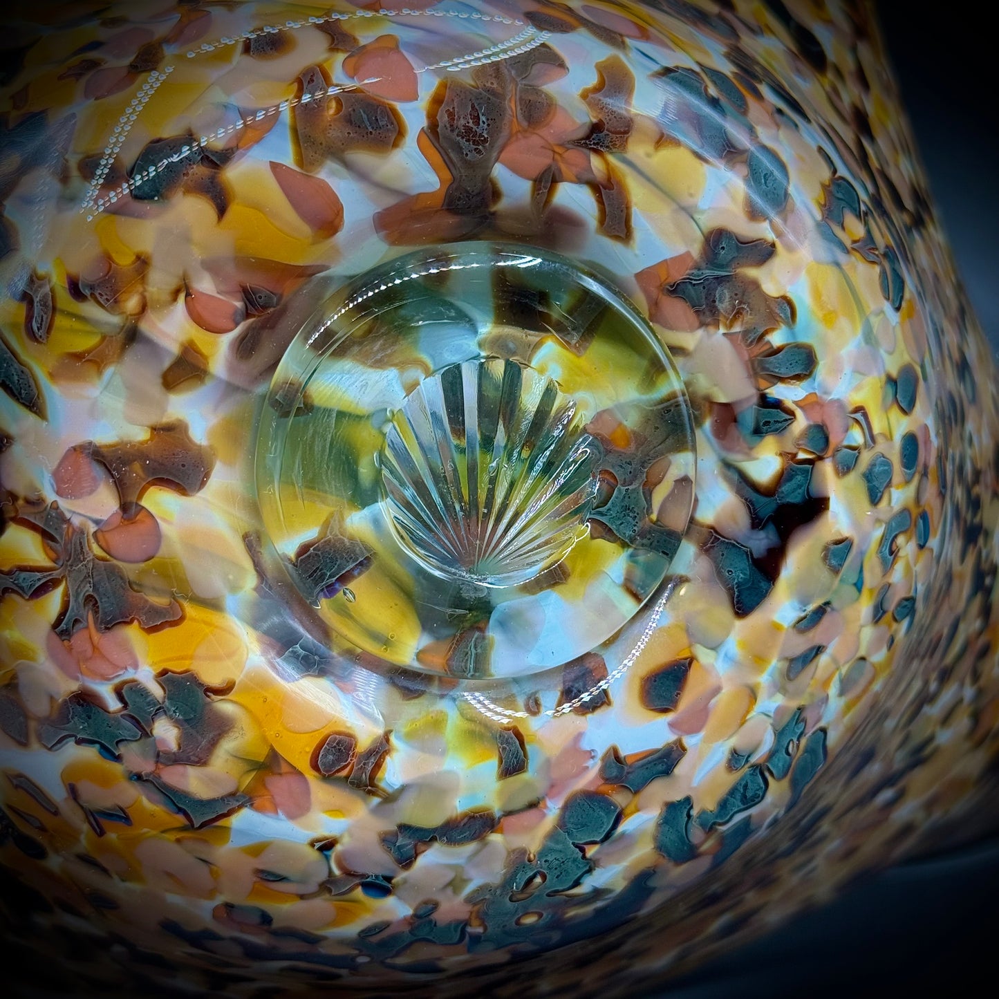 Large Colorful Free Form Art Glass Bowl