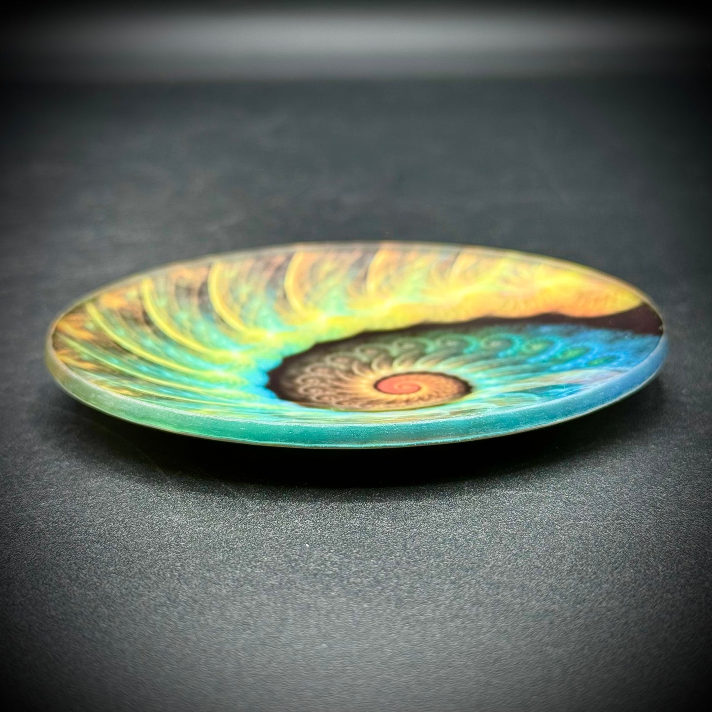 Small Swirl Glass Dish with Shell Motif