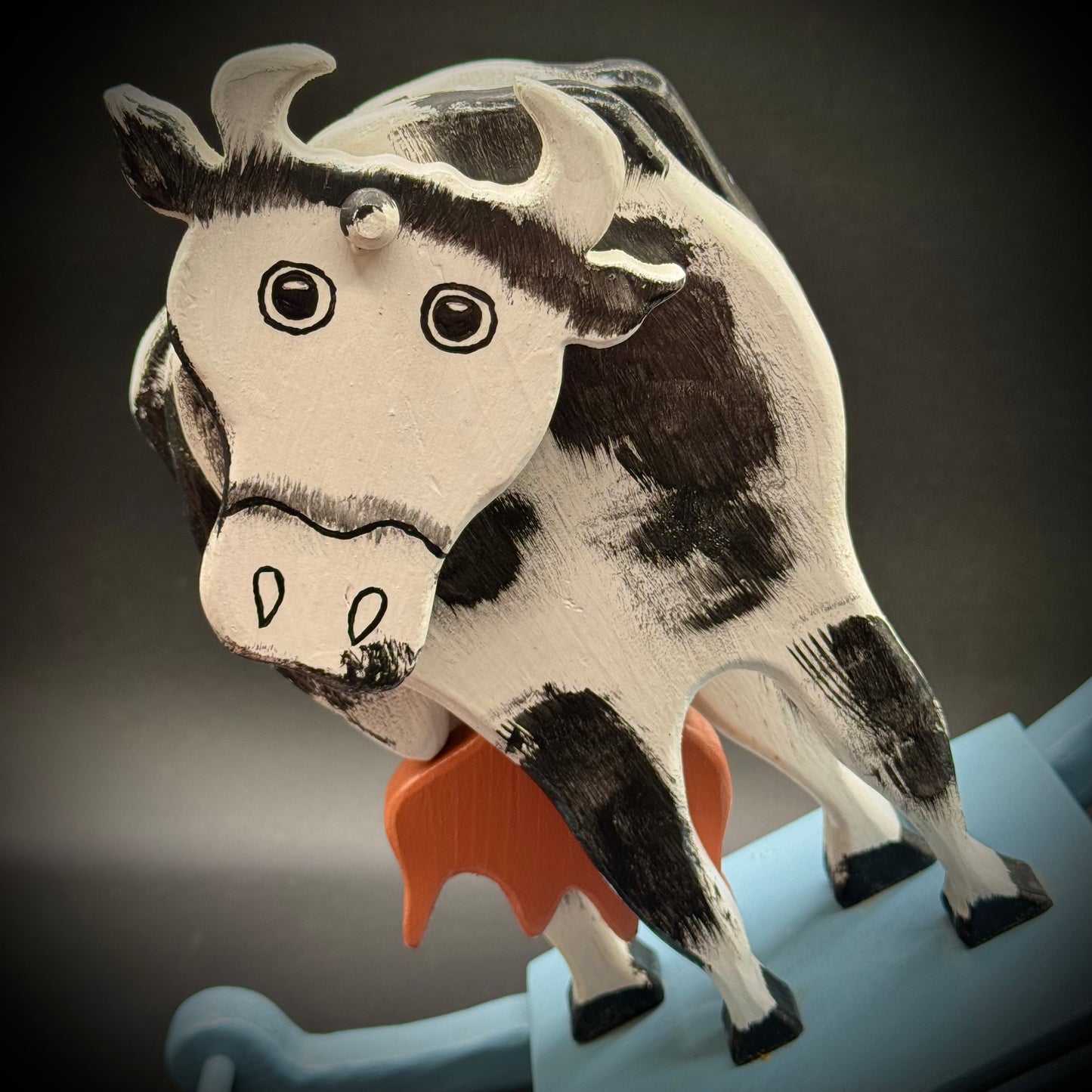 Wooden & Hand Painted Folk Art Cow Rocking Whirligig