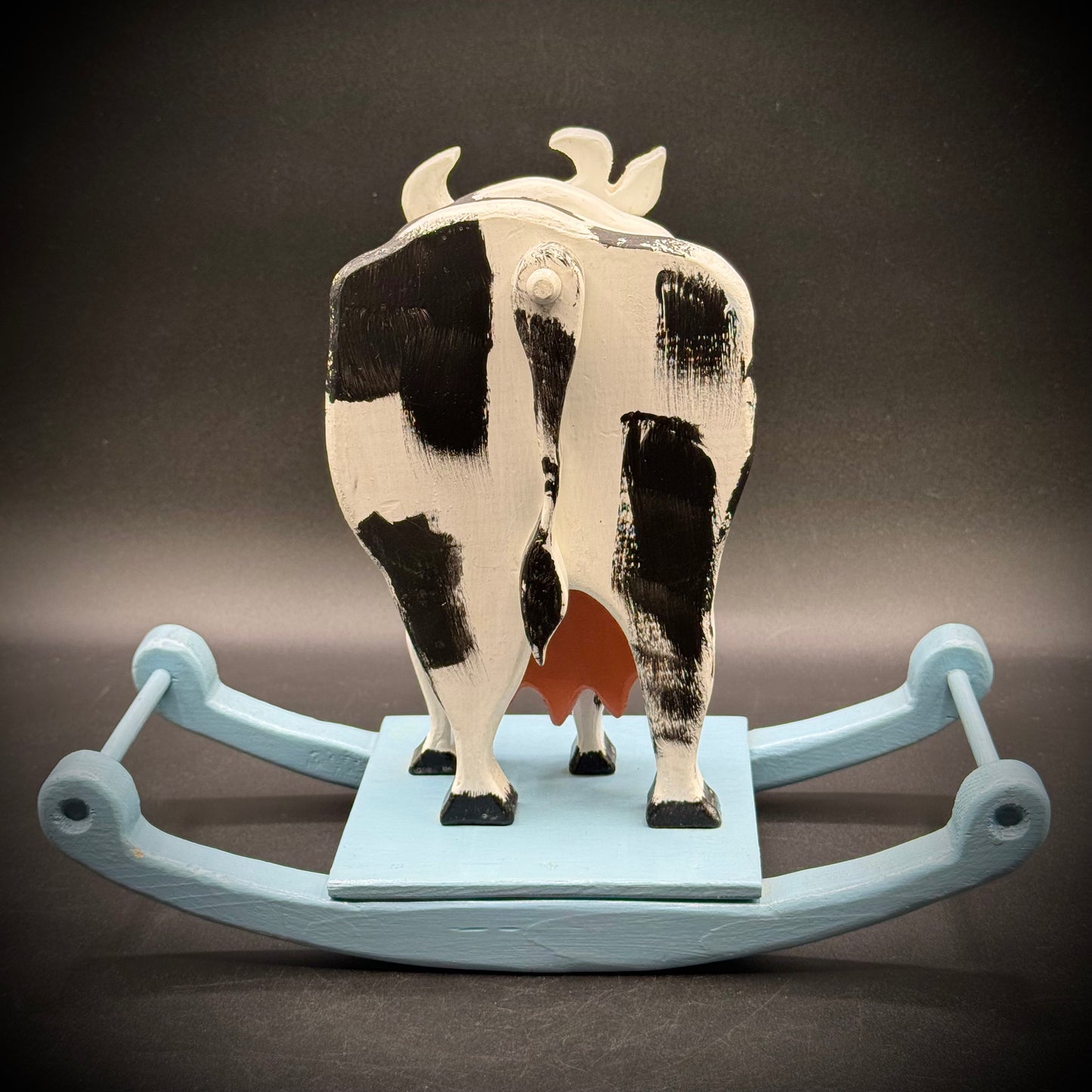 Wooden & Hand Painted Folk Art Cow Rocking Whirligig