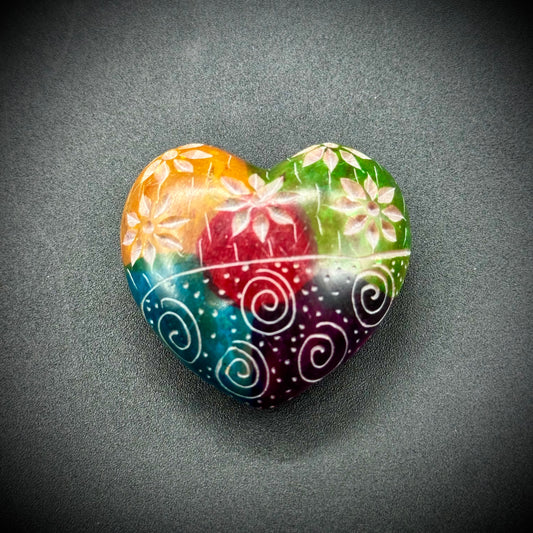 Hand Made Carved Colorful Stone Heart