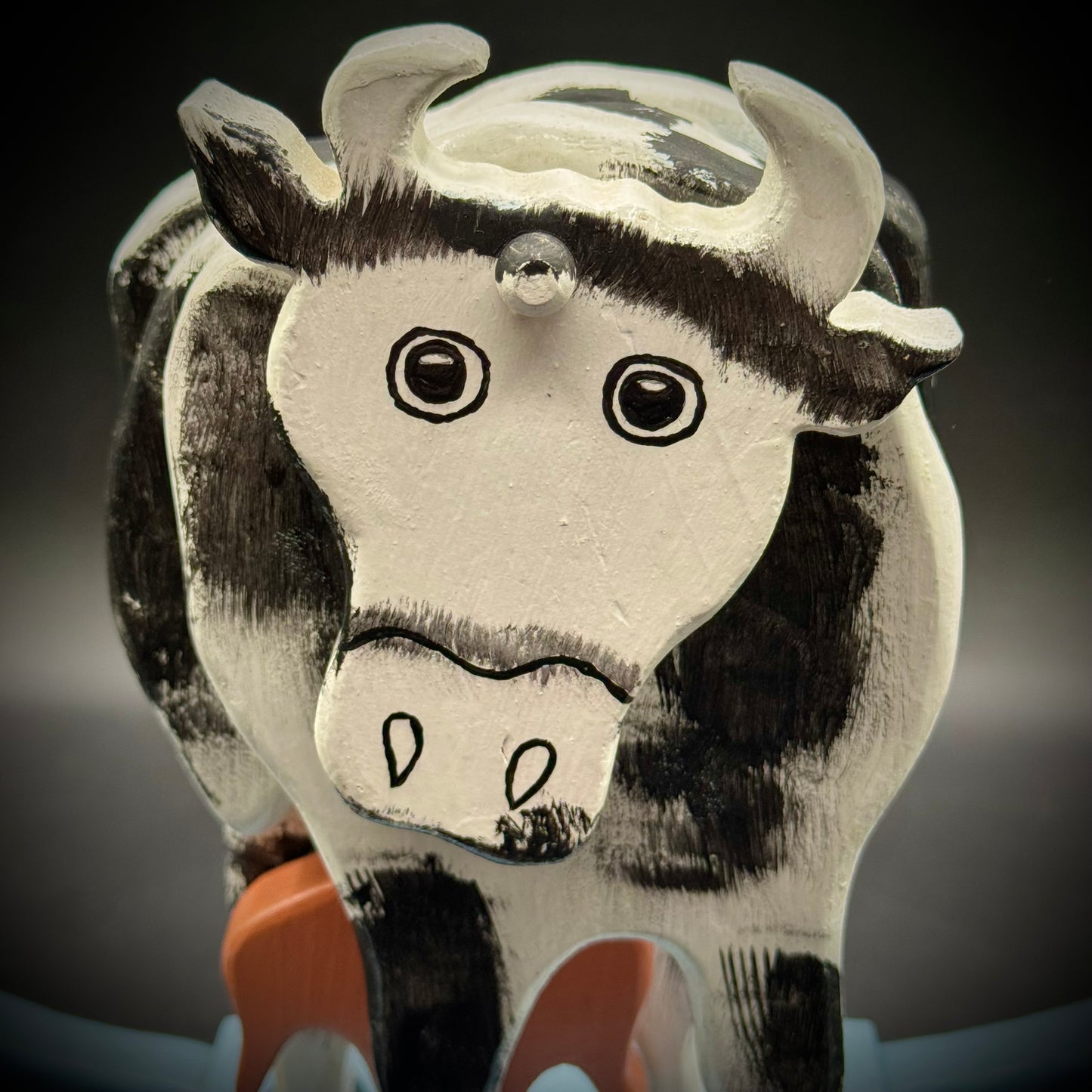 Wooden & Hand Painted Folk Art Cow Rocking Whirligig