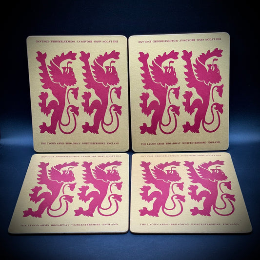 Set of Four Vintage Royal English Lion Motif Cork Backed Placemats by Lady Clare