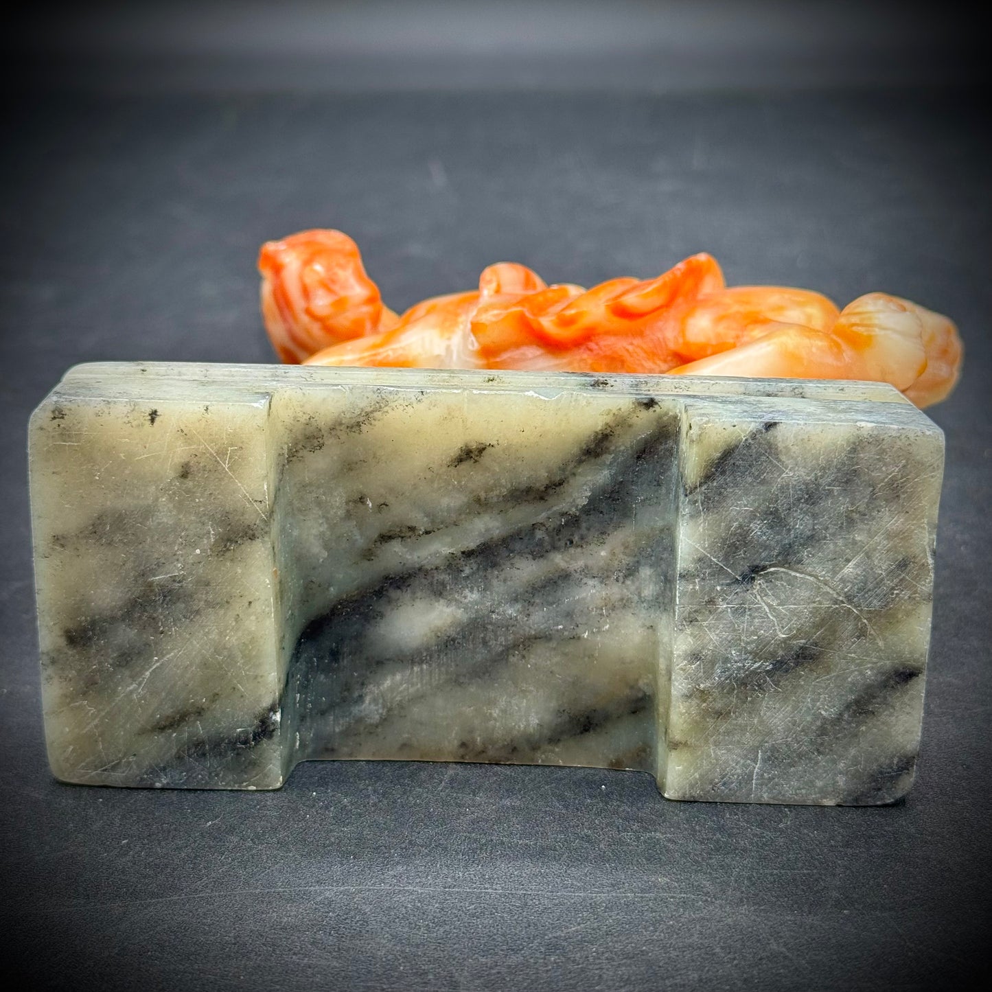 Carved Agate Horse on Marble Base