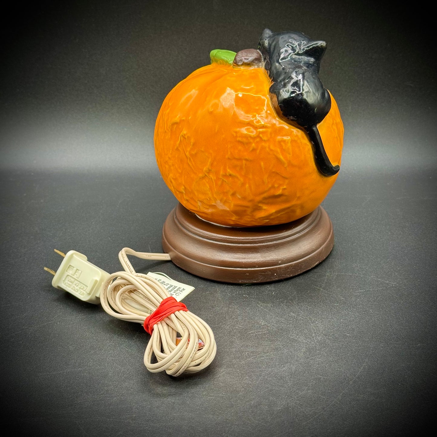 Vintage 1980 Pumpkin & Black Cat Halloween Electric Light