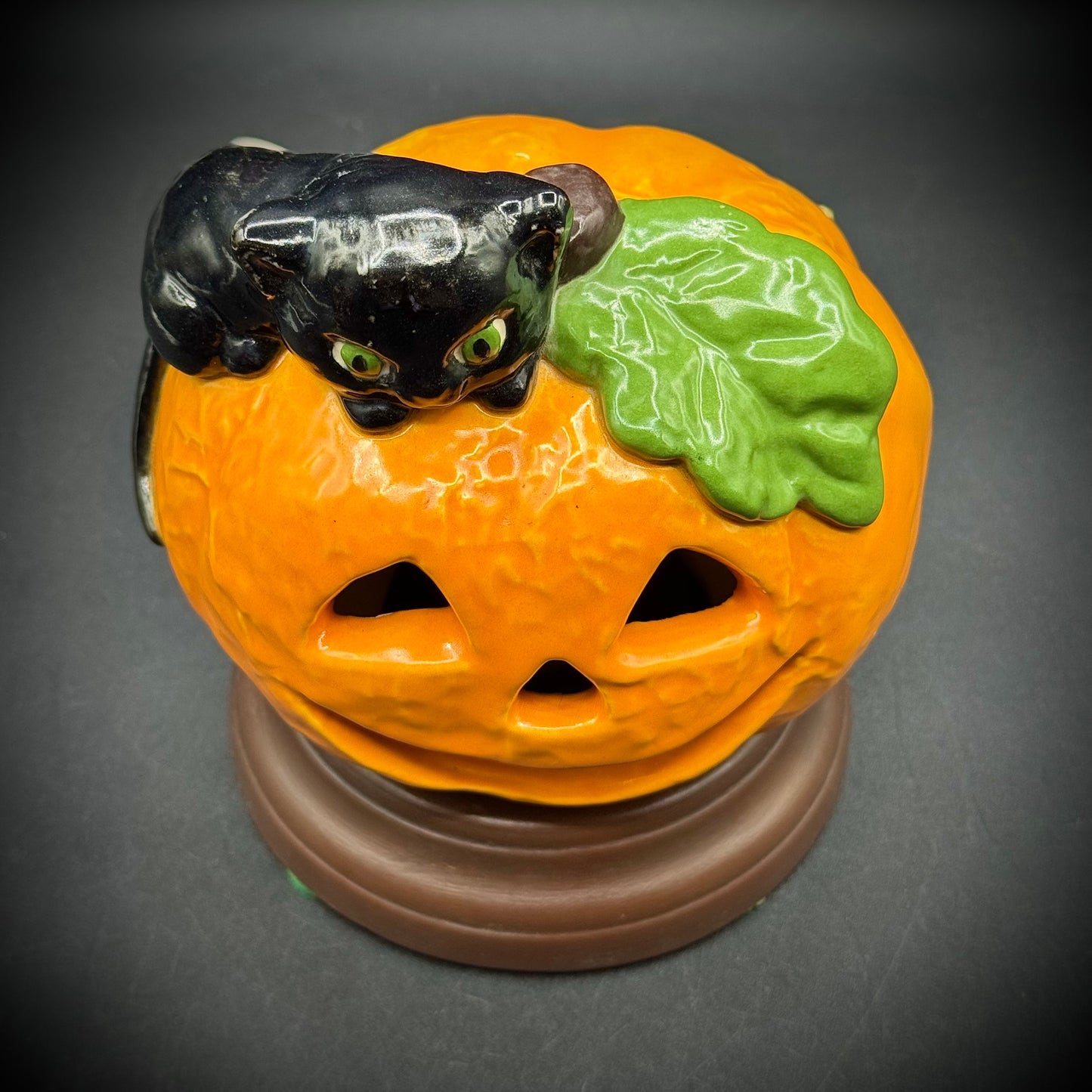 Vintage 1980 Pumpkin & Black Cat Halloween Electric Light