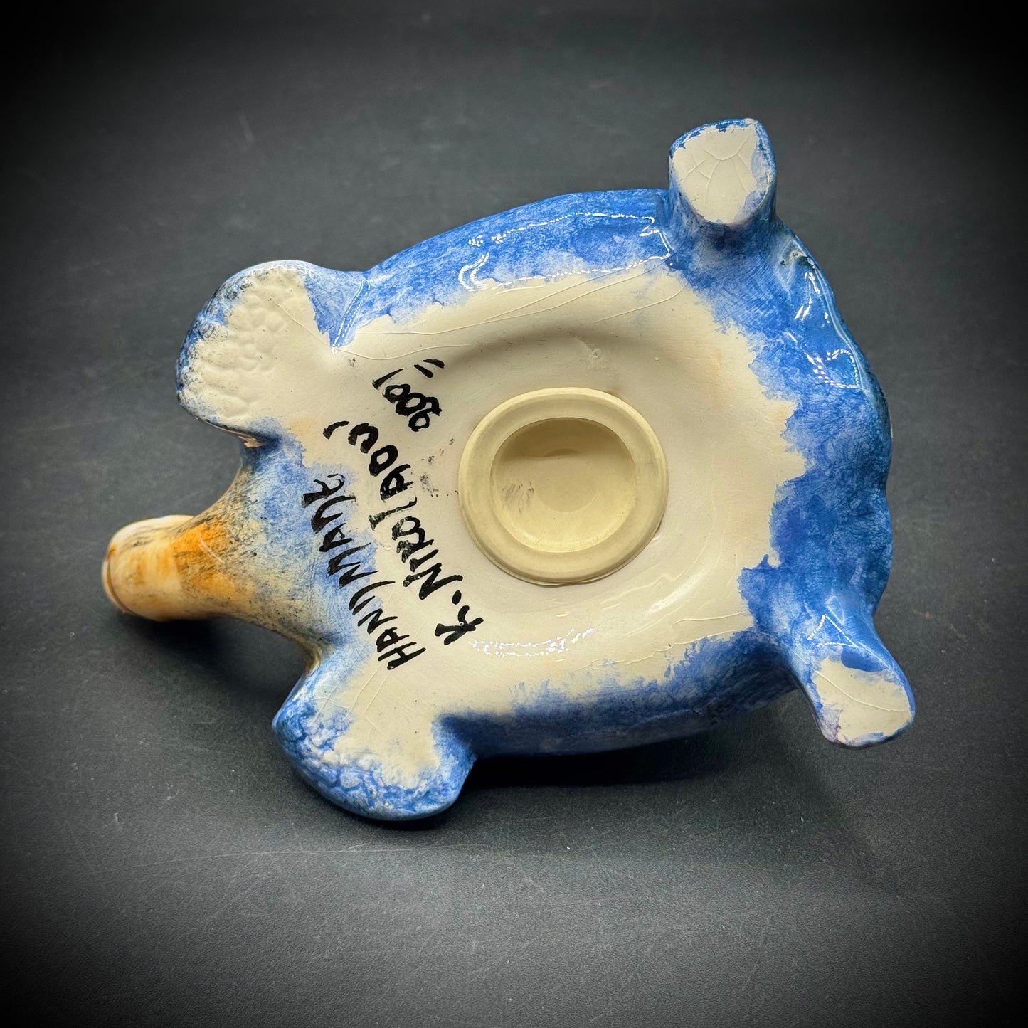 Artist Signed Hand Painted Ceramic Turtle Bank