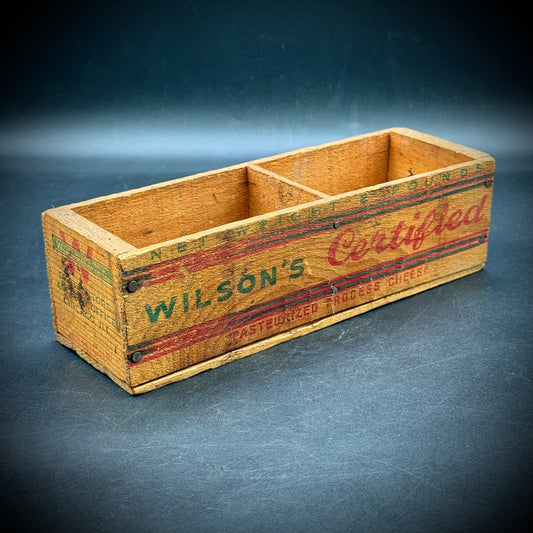 Vintage Two Section Wood Wilson's Certified Cheese Box