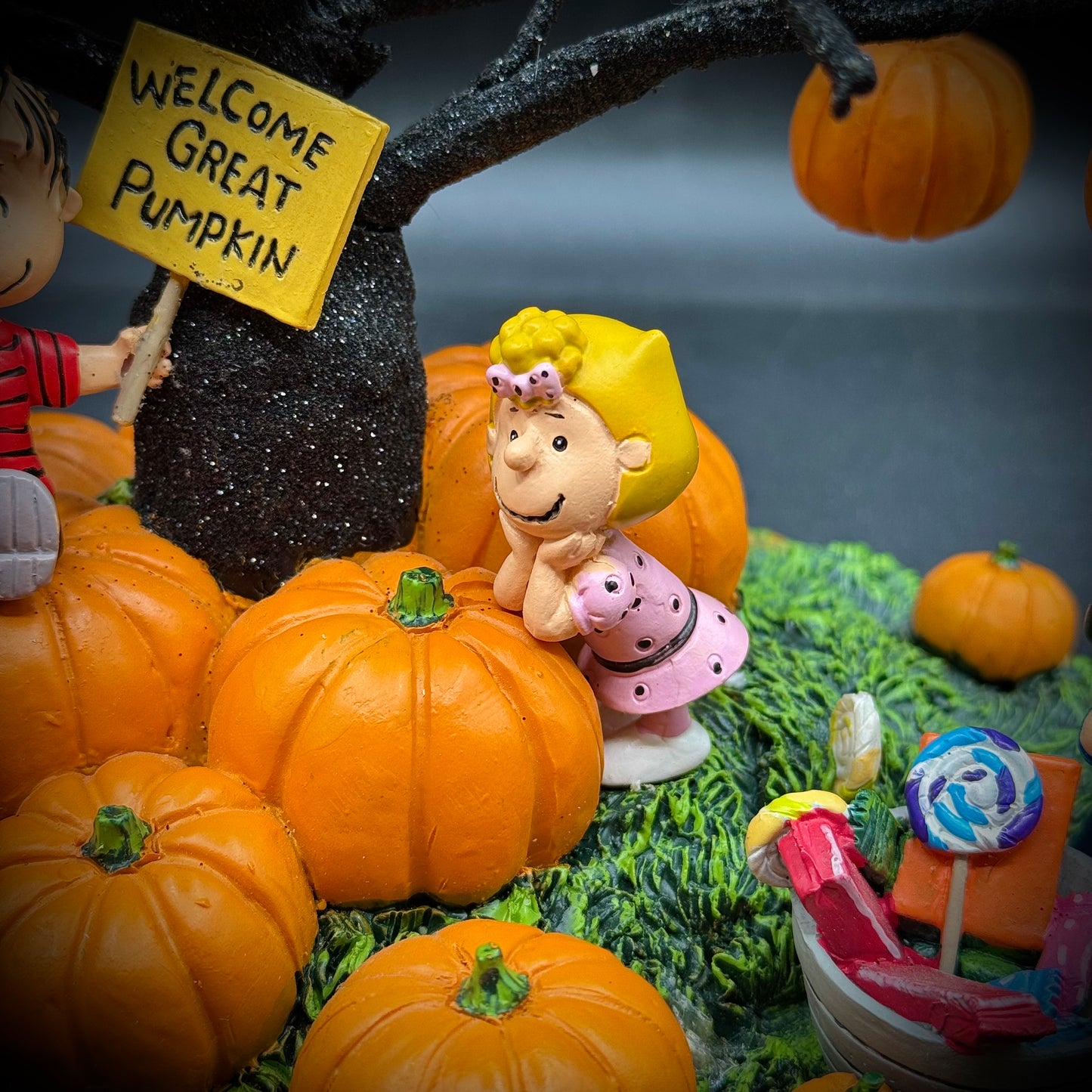 RARE Retired Bradford Exchange Peanuts Great Pumpkin Charlie Brown Halloween Display