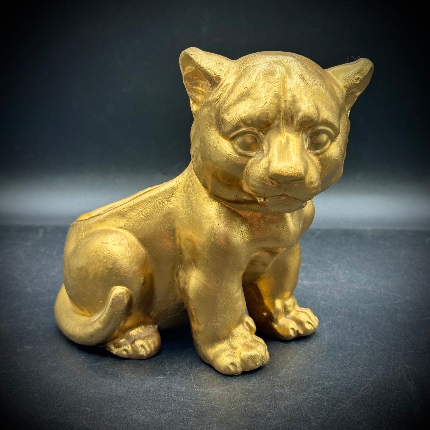 Vintage MCM Gold Tone Cat Planter