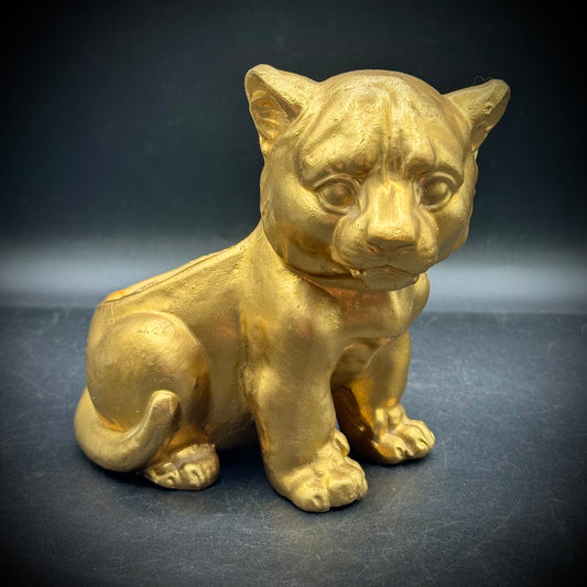 Vintage MCM Gold Tone Cat Planter