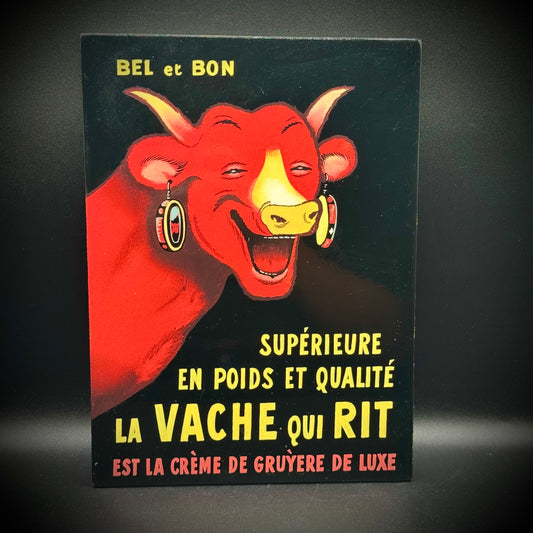 Vintage French Cow & Cheese Advertising Art on Lacquered Thick Acrylic