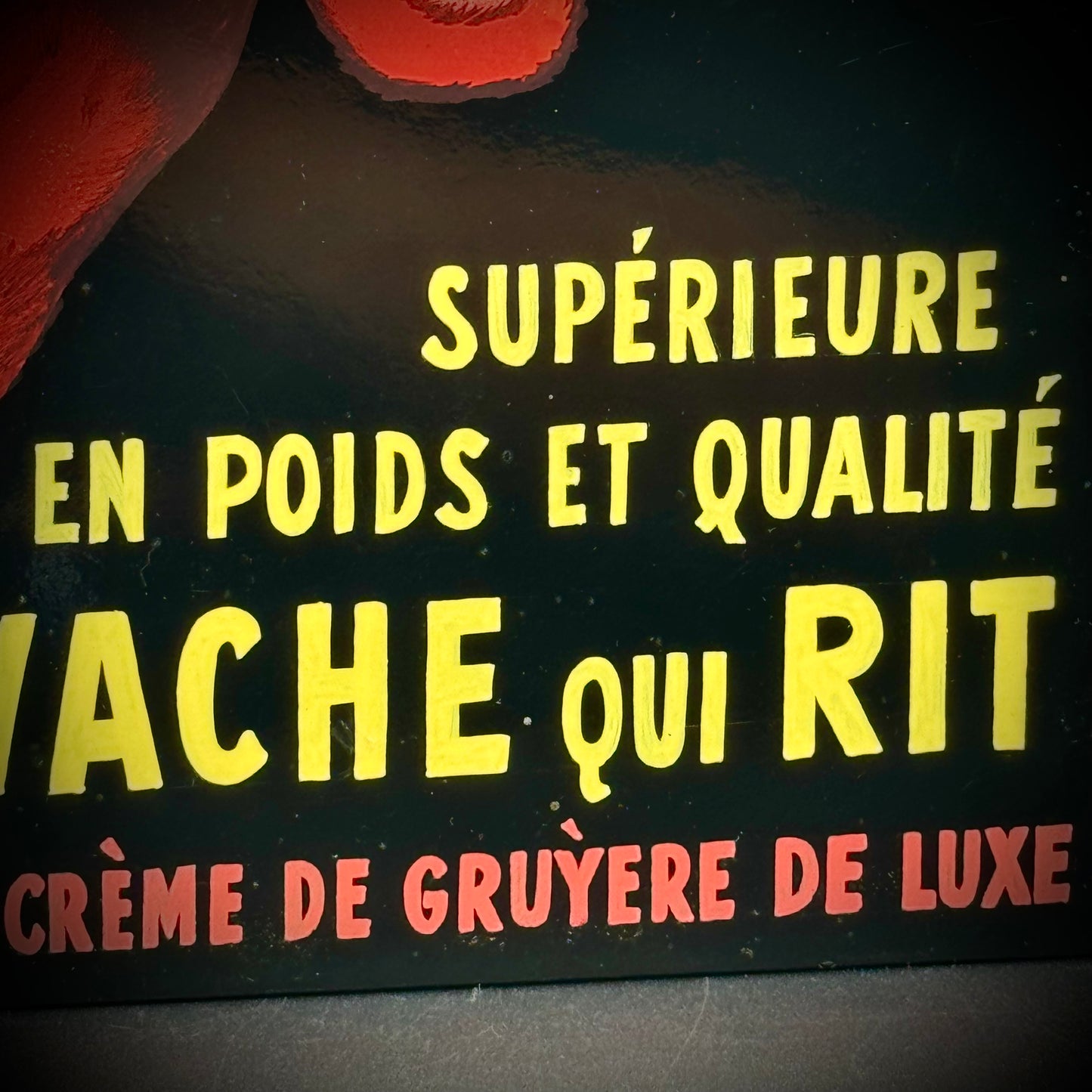 Vintage French Cow & Cheese Advertising Art on Lacquered Thick Acrylic