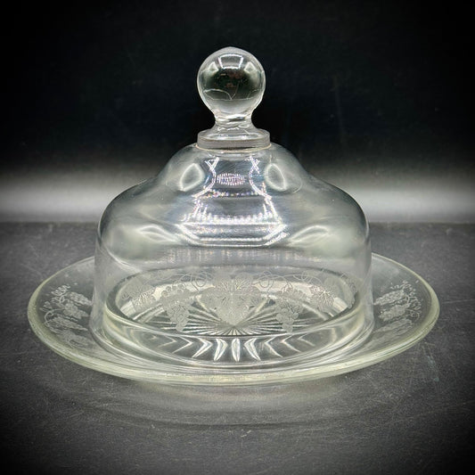 Vintage Etched Grape Pattern Crystal Cloche