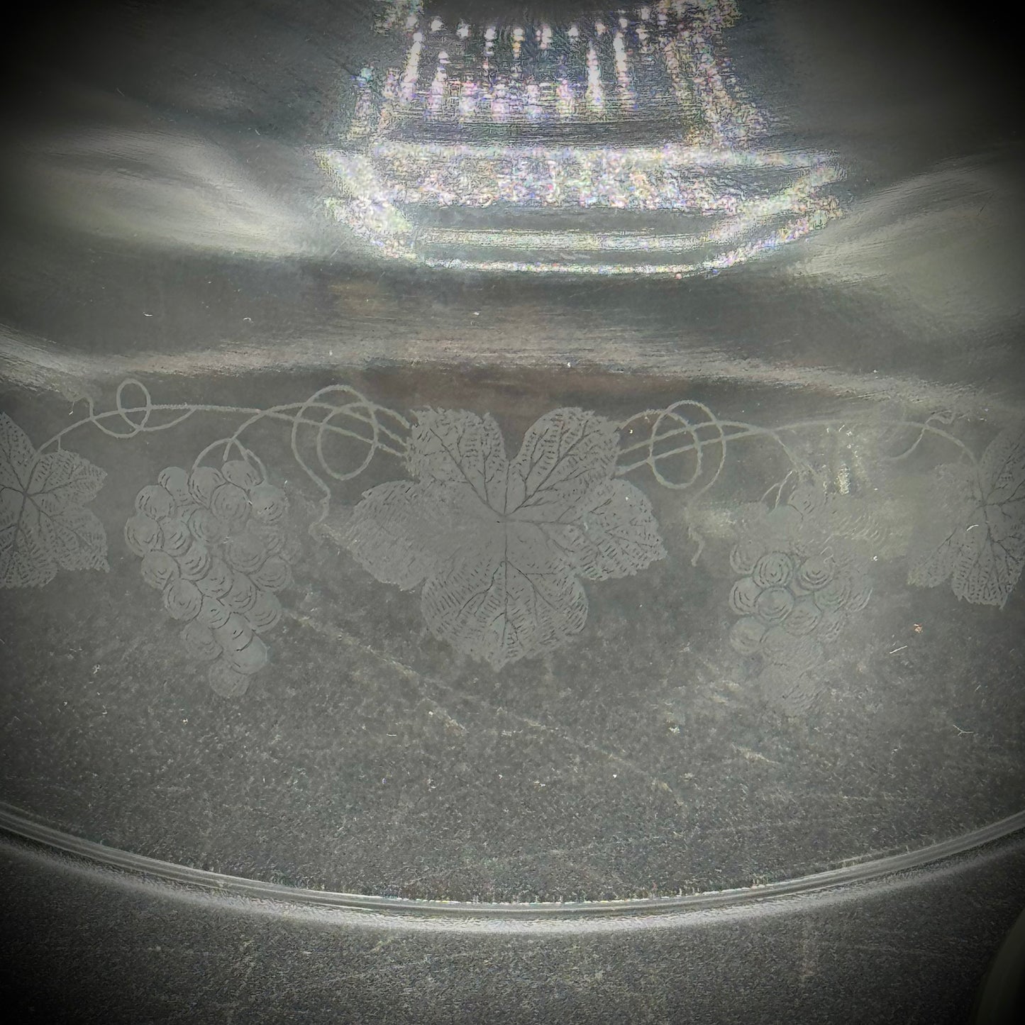 Vintage Etched Grape Pattern Crystal Cloche