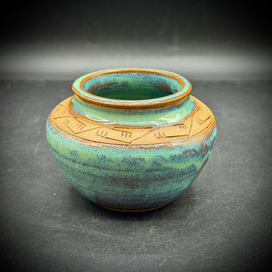 Hand Thrown & Marked Native American Drip Glaze Vase
