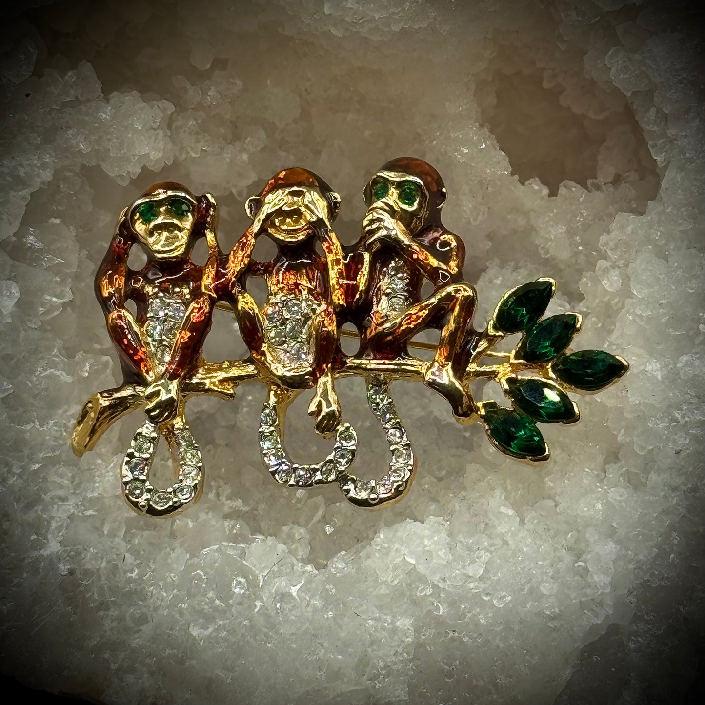 See No Evil, Speak No Evil, Hear No Evil Monkey Brooch