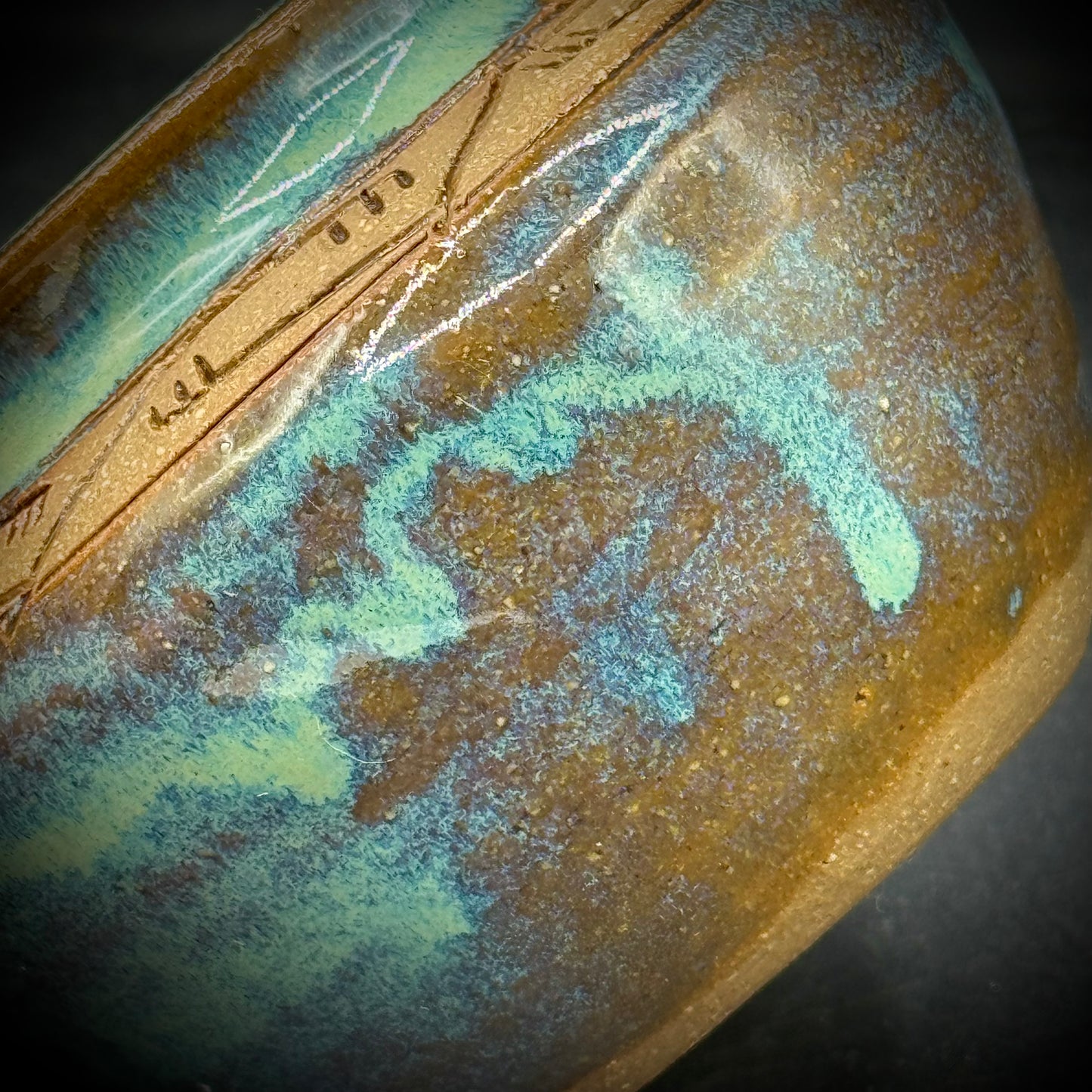 Hand Thrown & Marked Native American Drip Glaze Vase
