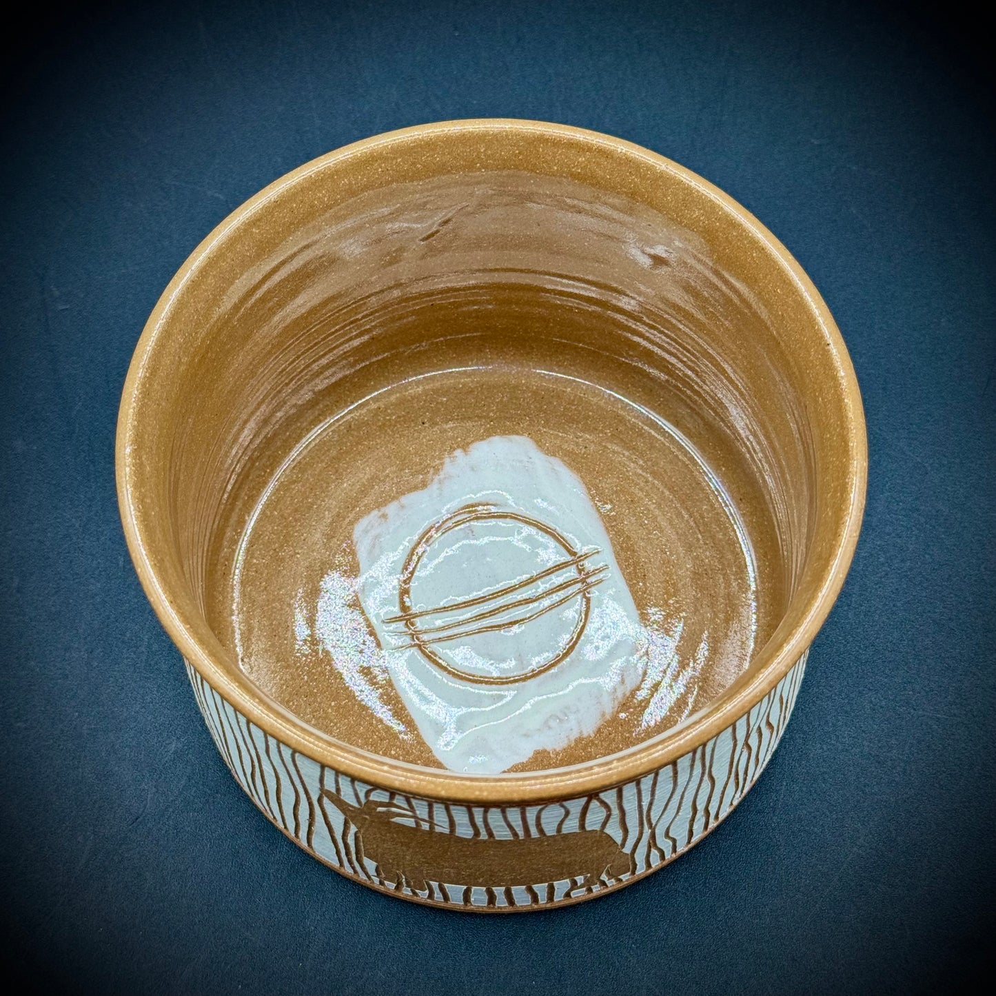 Studio Artist Signed Pottery Bowl w/Animal Motif