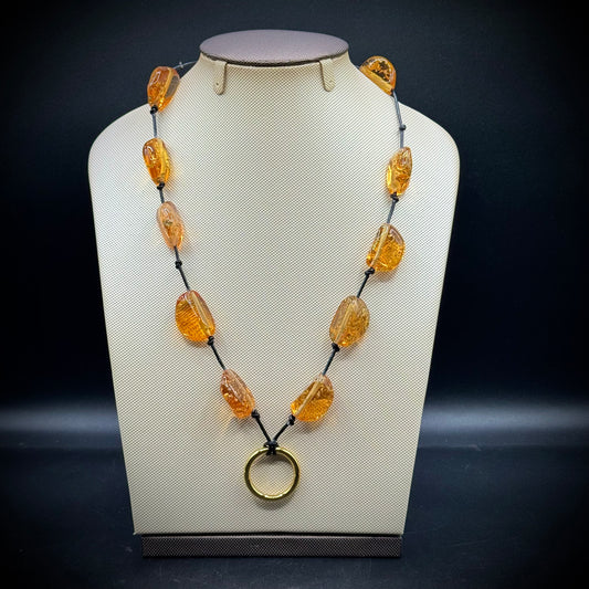 RARE Brendel Designer Faux Amber Necklace