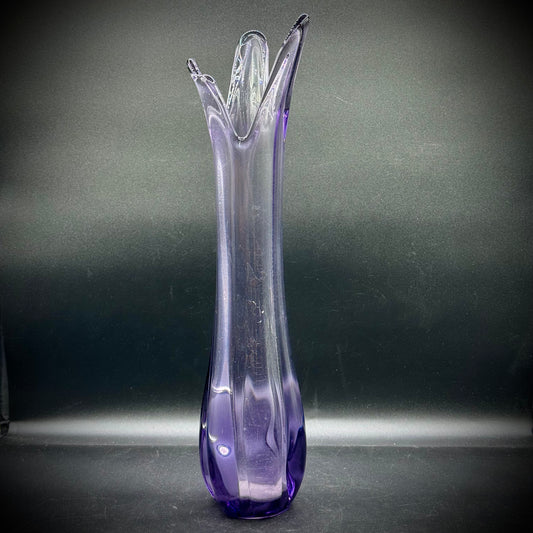 Vintage Purple Lavender Viking Glass Tall Swung Vase
