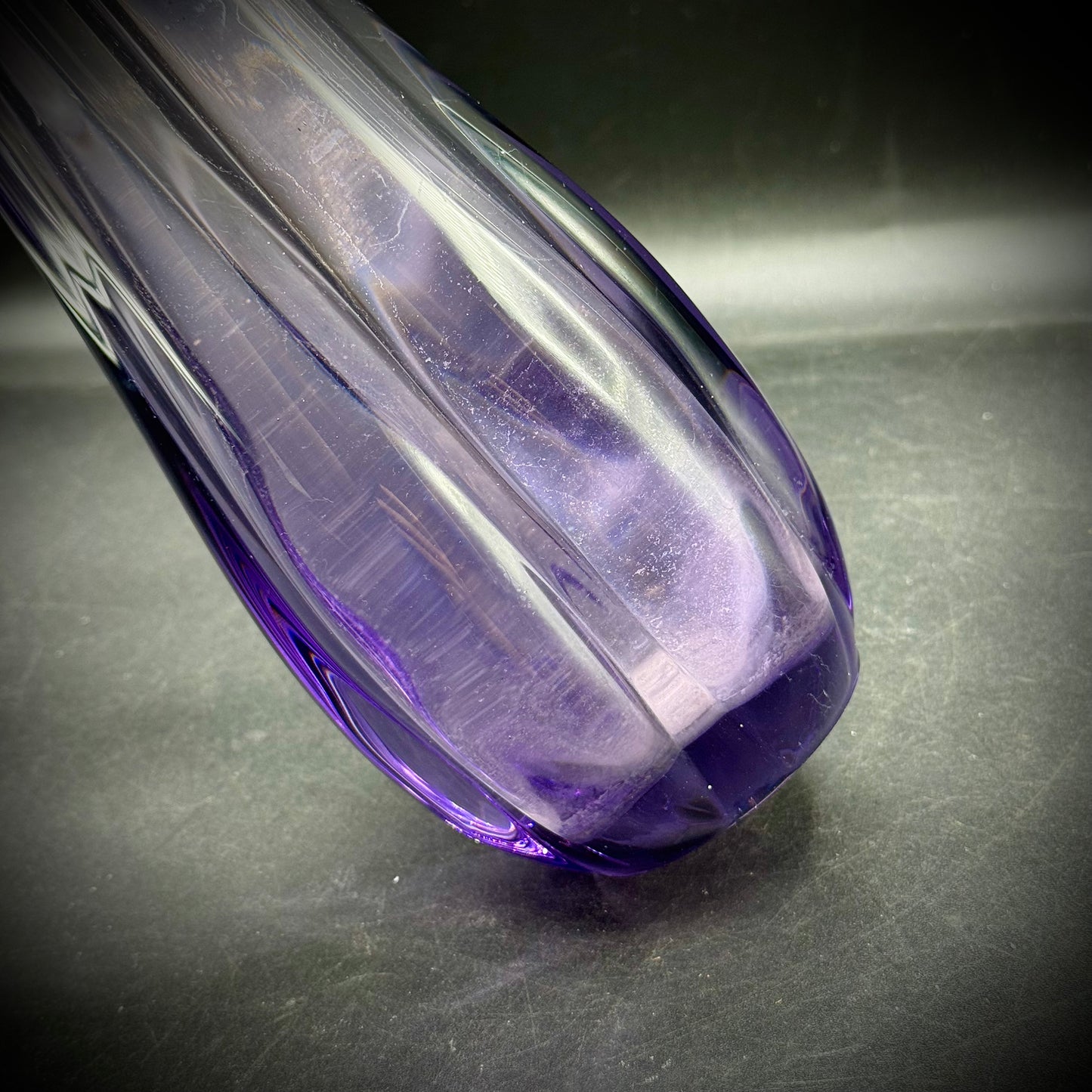 Vintage Purple Lavender Viking Glass Tall Swung Vase