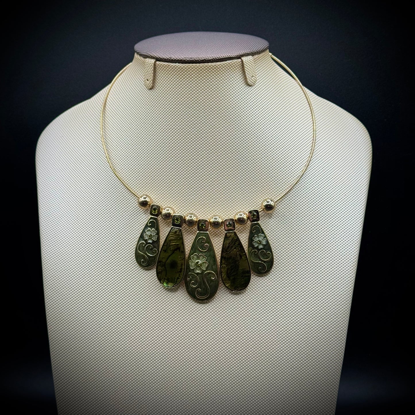 Crystal & Enamel Necklace on Torque