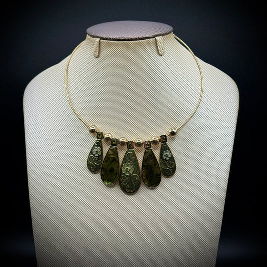 Crystal & Enamel Necklace on Torque