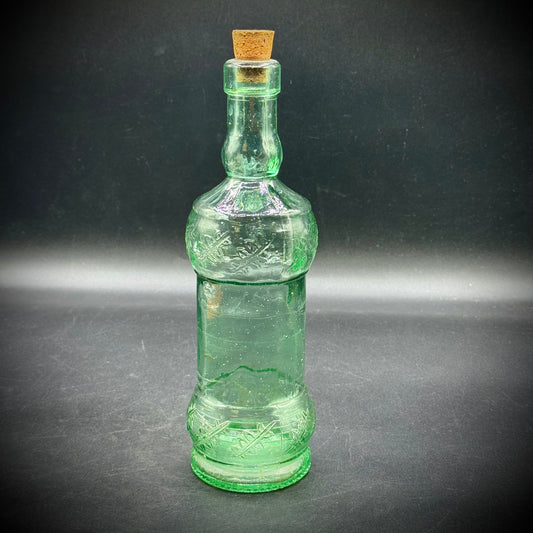 Green Color Ornate Spanish Glass Bottle