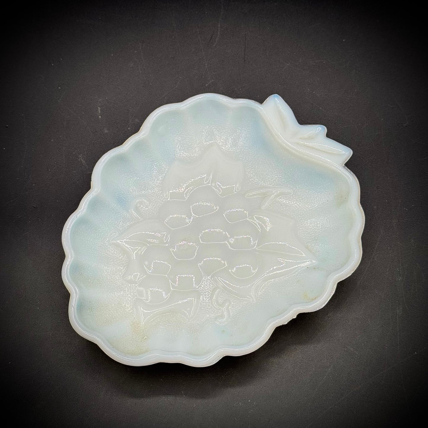Vintage Milk Glass Grape Motif Dish