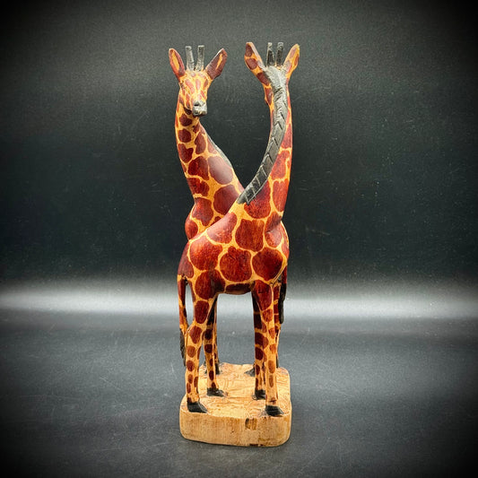 African Folk Art Carved Wood Giraffes