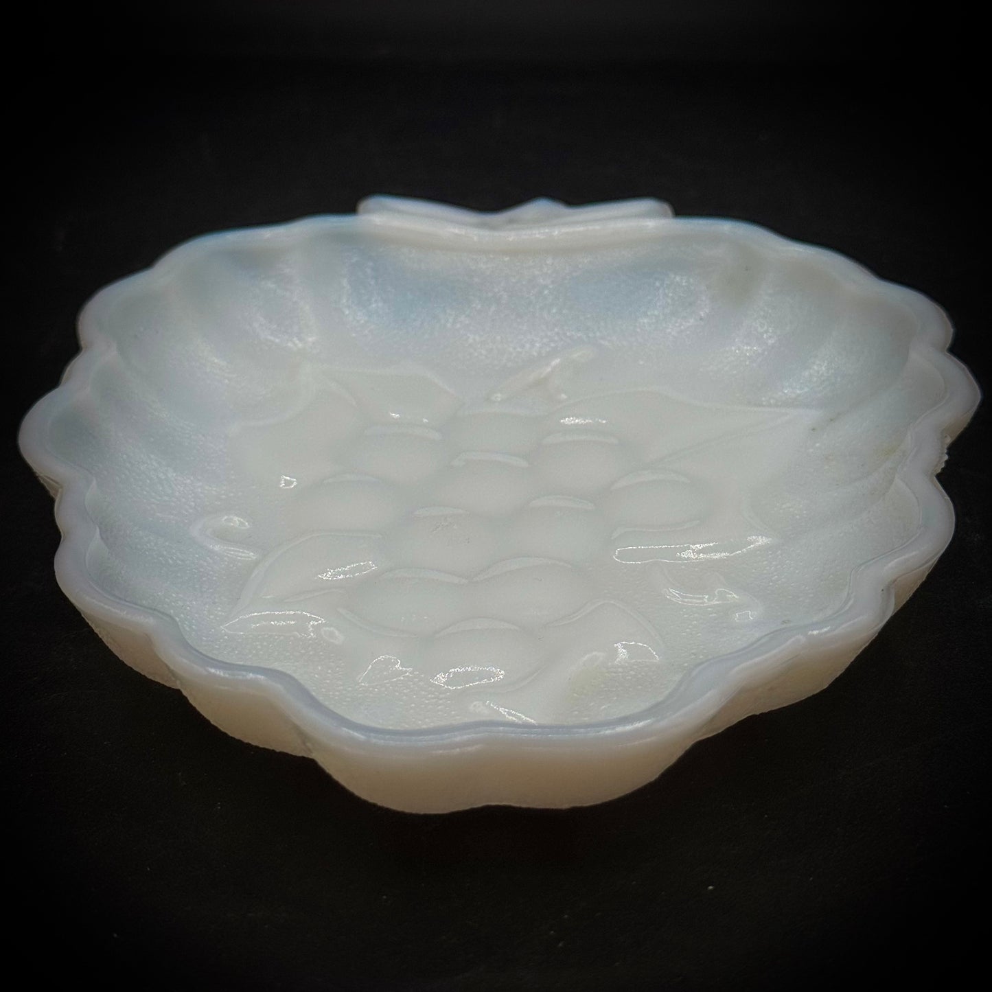 Vintage Milk Glass Grape Motif Dish
