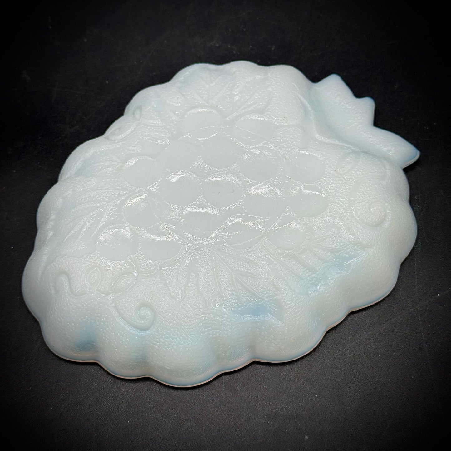 Vintage Milk Glass Grape Motif Dish