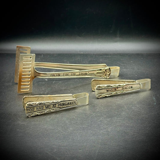 Set of 3 Metal Kitchen Tongs with Fun Messages by Mudpie