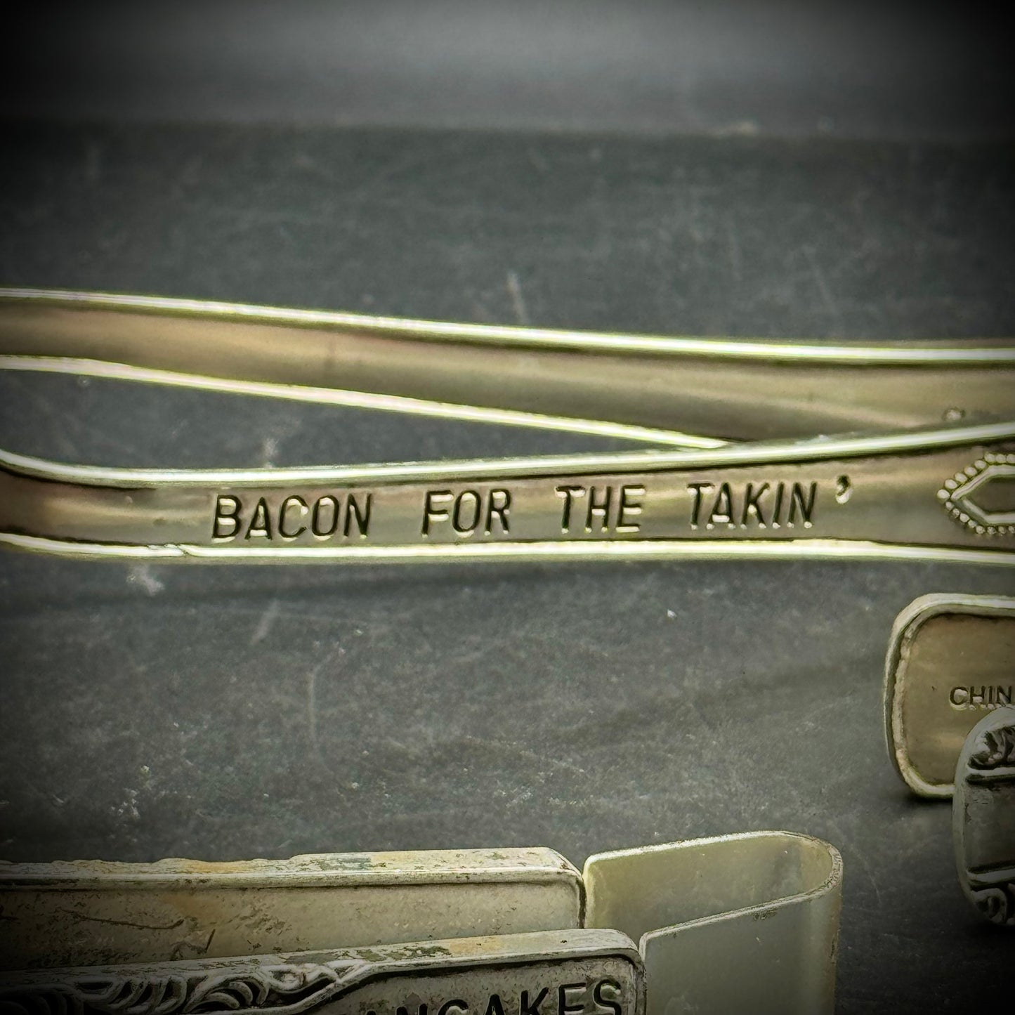 Set of 3 Metal Kitchen Tongs with Fun Messages by Mudpie