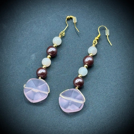 Faux Pearl & Bead Dangle Earrings