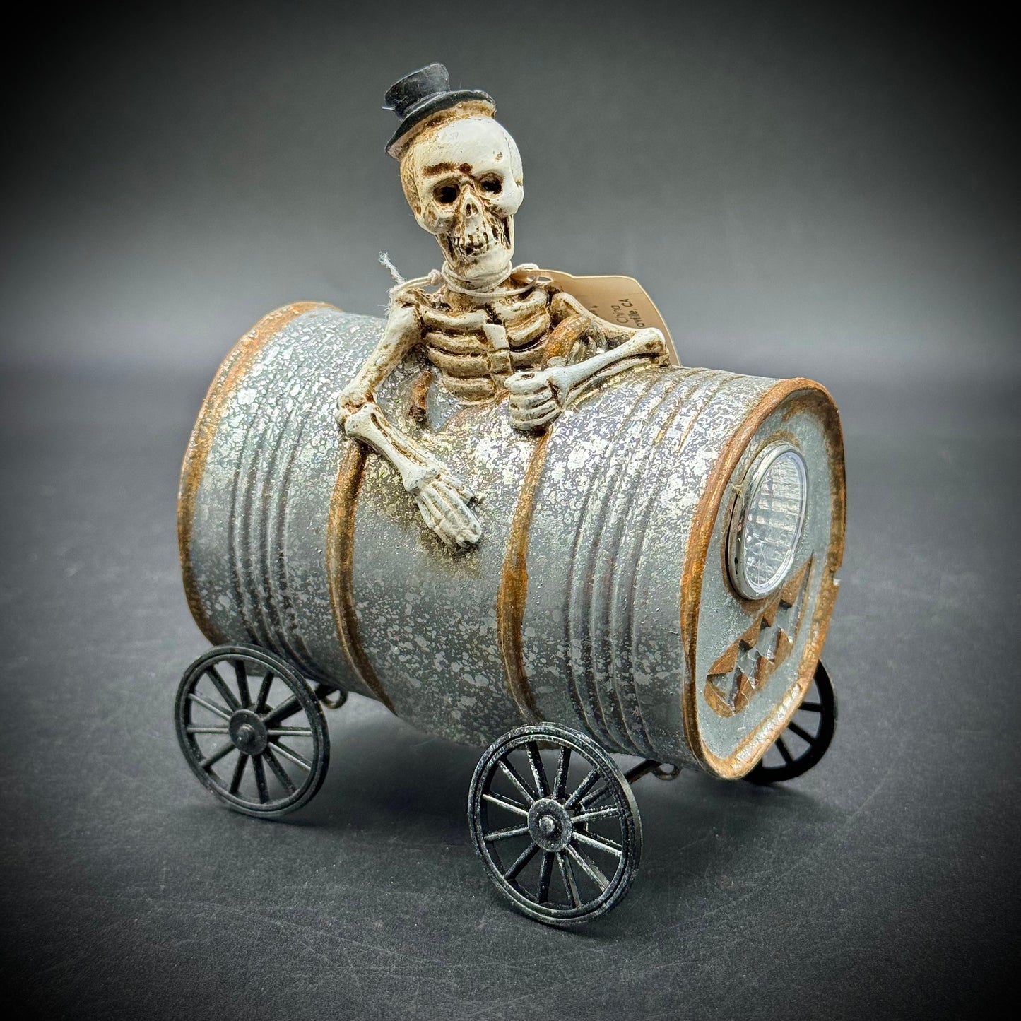 New Trans Pac Skeleton Barrel Halloween Decor