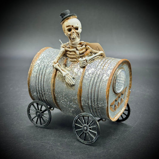 New Trans Pac Skeleton Barrel Halloween Decor