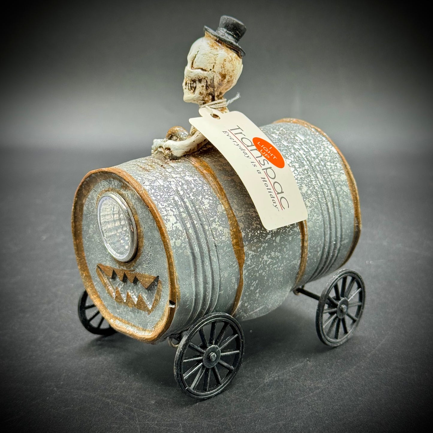 New Trans Pac Skeleton Barrel Halloween Decor