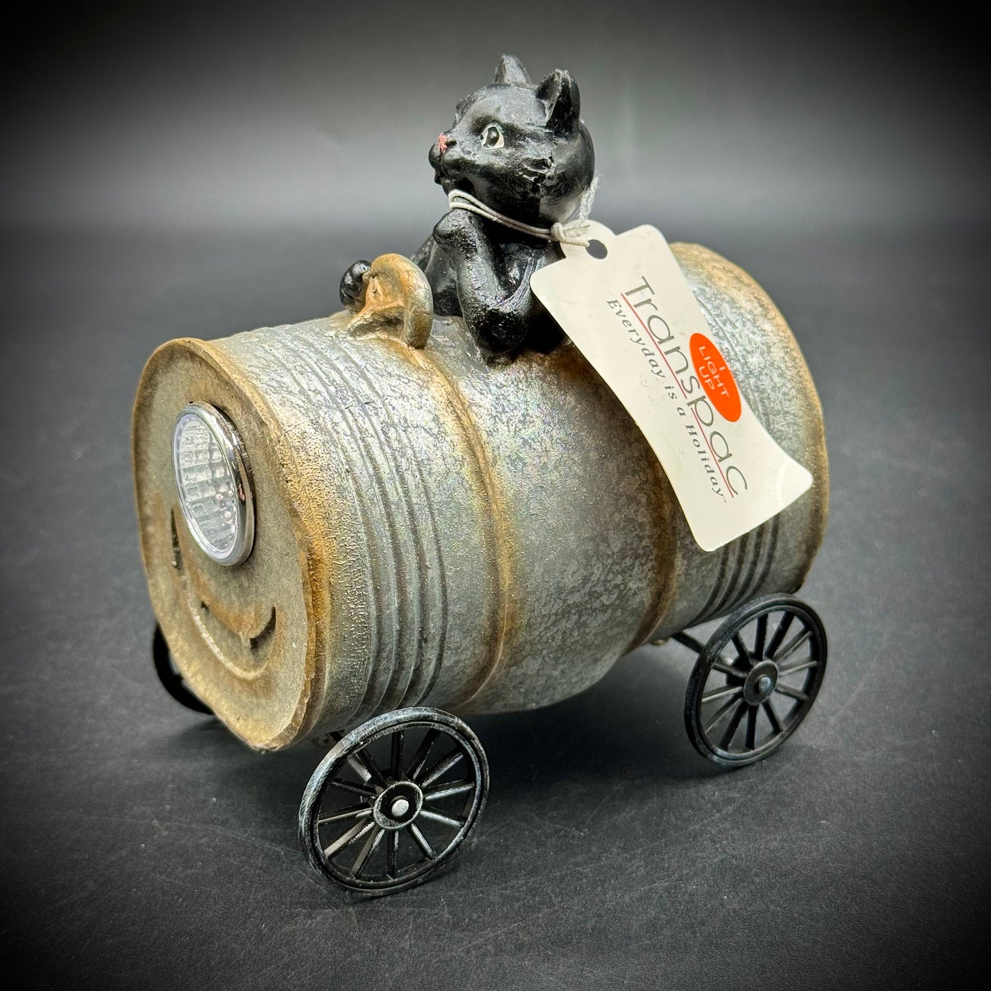 New Trans Pac Black Cat Barrel Halloween Decor