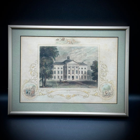 Antique 19th Century Hand Tinted Lithograph "North Carolina" Professionally Framed