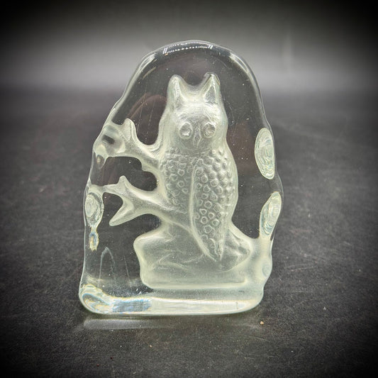 Intaglio Owl on Branch Paperweight