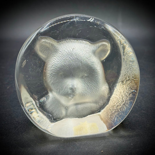 Zajecar Yugoslavia Crystal Intaglio Bear Art Piece